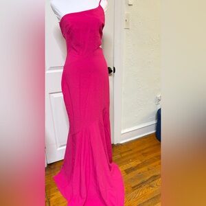 Likely Hot Pink One-Shoulder Mermaid Maxi Dress